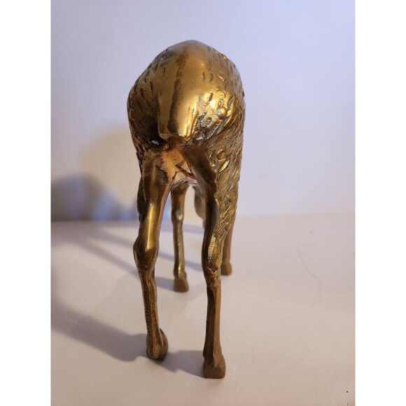 Mid Century Vintage Brass Spotted Deer Doe Large Figurine 10" X 8" - Picture 4 of 7